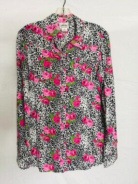 Ariat Women's Size Large Foral Animal Print Snap Button Western Blouse Shirt